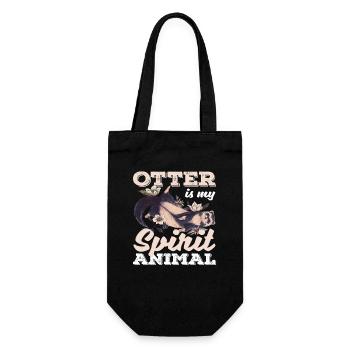 Sea Otter Cartoon Spirtit Animal Lover - Gift Bag for Bottles - black - Front