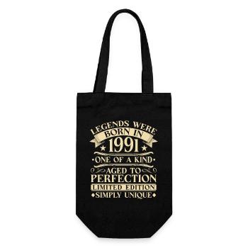 35th Birthday Vintage 1991 Vintage - Gift Bag for Bottles - black - Front