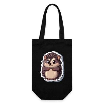 Igel - Geschenkbeutel für Flaschen - Schwarz - Vorne