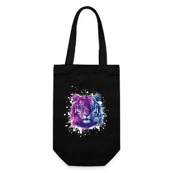 Neon Tiger Splatter Portrait - Gift Bag for Bottles - black - Front
