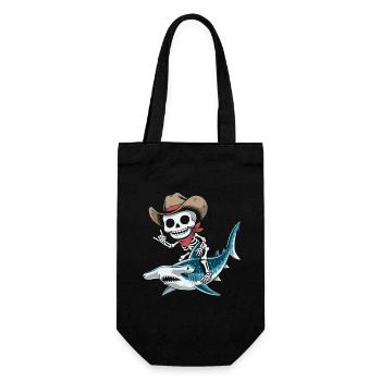 Squelette cow-boy chevauchant requin marteau - Sac à bouteille - noir - Devant