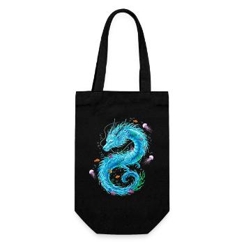 Water dragon with sea creatures - Gift Bag for Bottles - black - Front