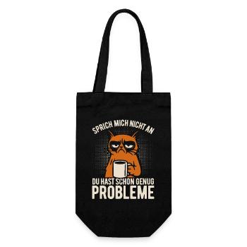 Sprich mich nicht an - mürrische Katze mit Kaffee - Sac à bouteille - noir - Devant
