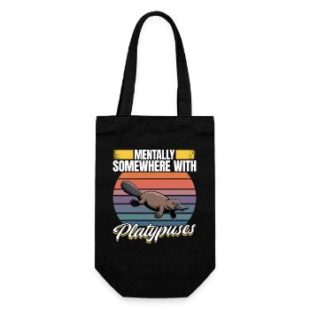 Funny aesthetic Kawaii Platypus - Gift Bag for Bottles - black - Front