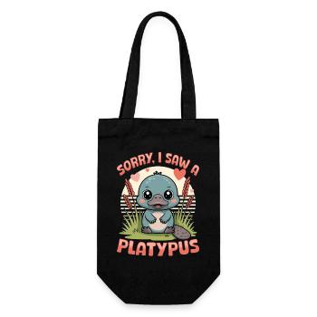 Funny aesthetic Kawaii Platypus - Geschenkbeutel für Flaschen - Schwarz - Vorne