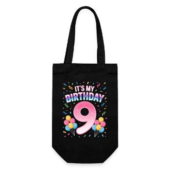 It's My Birthday Kids Birthday 9 Years Girl - Gift Bag for Bottles - black - Front