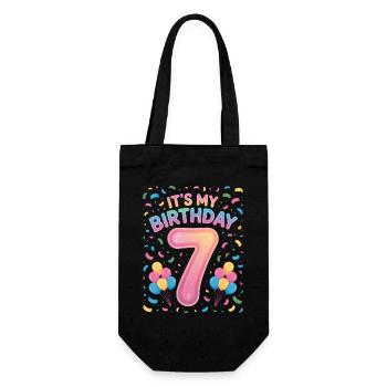 7 Years Girl It's My Birthday Kids Birthday - Gift Bag for Bottles - black - Front