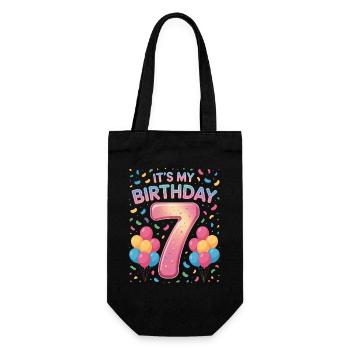 It's My Birthday Kids Birthday 7 Years Girl - Gift Bag for Bottles - black - Front