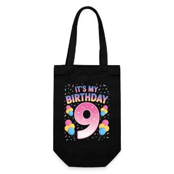 9 Years Girl It's My Birthday Kids Birthday - Gift Bag for Bottles - black - Front