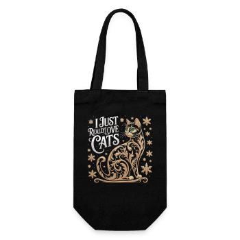Ornamentale Katze Shirt für Tierfreunde - Geschenkbeutel für Flaschen - Schwarz - Vorne