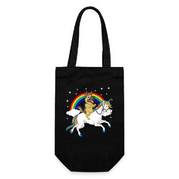 German Shepherd Riding Unicorn - Gift Bag for Bottles - black - Front