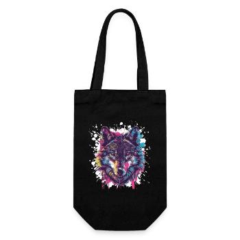 Wolf Animal Splash of Color - Gift Bag for Bottles - black - Front