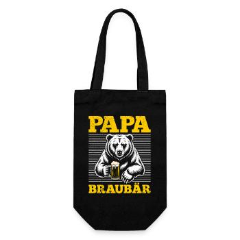 Werdender Vater PAPA BRAUBÄR Lustiges - Geschenkbeutel für Flaschen - Schwarz - Vorne