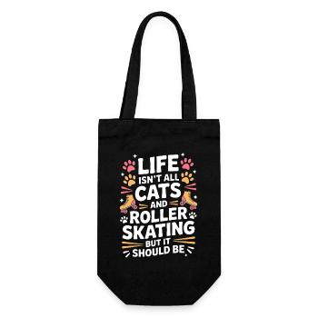 Roller Skating Saying Cats Joke Skating Gift - Gift Bag for Bottles - black - Front
