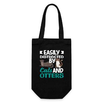 Sea Otter Cartoon Cats - Gift Bag for Bottles - black - Front