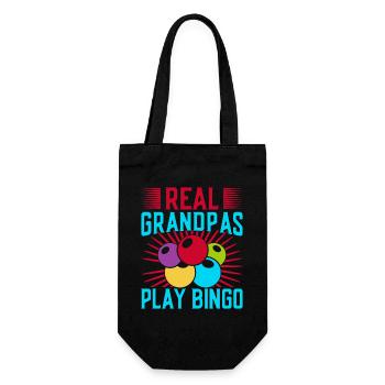 Bingo Game Real Grandpas Play Bingo - Geschenkbeutel für Flaschen - Schwarz - Vorne