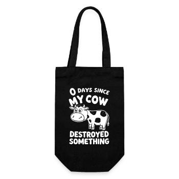 0 jours depuis que ma vache a détruit quelque chose d’amusant - Sac à bouteille - noir - Devant