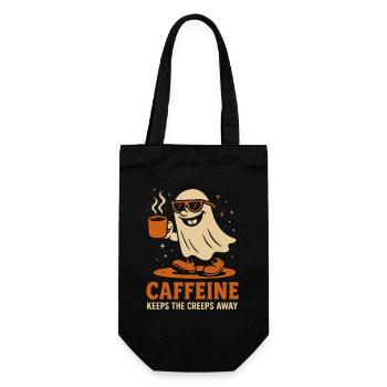 La caféine éloigne les effrayants Fantôme Drôle Halloween - Sac à bouteille - noir - Devant