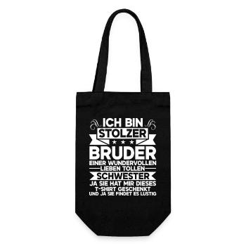 Proud Brother of a Wonderful Sister - Gift Bag for Bottles - black - Front