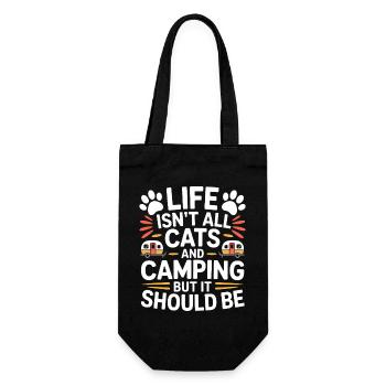 Camping Saying Cats Funny Camping Gift - Gift Bag for Bottles - black - Front