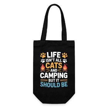 Camping Saying Cats Funny Camping Gift - Gift Bag for Bottles - black - Front
