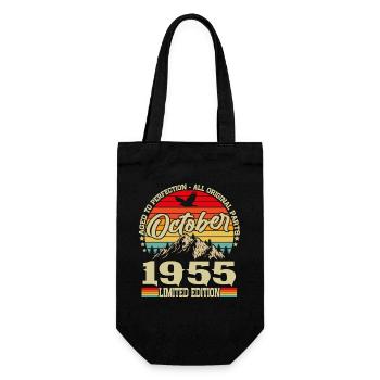 Oktober 1955 Jahrgang Vintage Retro Geburtstag - Geschenkbeutel für Flaschen - Schwarz - Vorne