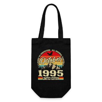 Oktober 1995 Jahrgang Vintage Retro Geburtstag - Geschenkbeutel für Flaschen - Schwarz - Vorne
