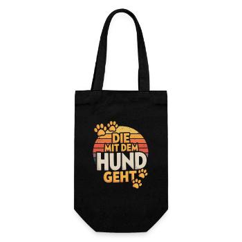 Walking With The Dog Retro Paws Dog Mom - Gift Bag for Bottles - black - Front