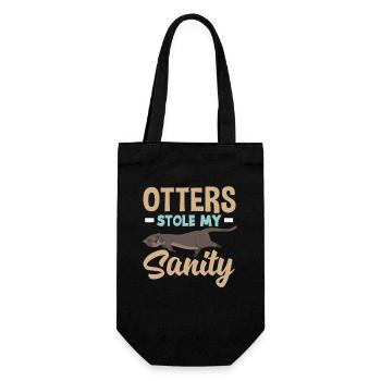 Sea Otter Cartoon Sanity - Gift Bag for Bottles - black - Front