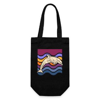 Dolphin on colored waves - Gift Bag for Bottles - black - Front