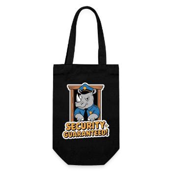 Rhino Sicherheitsbeauftragter Cartoon Logo - Geschenkbeutel für Flaschen - Schwarz - Vorne