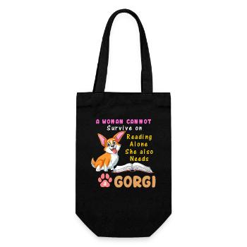 Frau braucht einen Corgi - Geschenkbeutel für Flaschen - Schwarz - Vorne