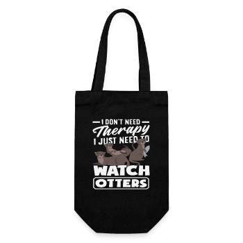 Sea Otter Cartoon Therapy Watch Otter - Gift Bag for Bottles - black - Front