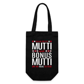 Mama Mutti Mutter Bonus Mama Muttertag Geschenk - Geschenkbeutel für Flaschen - Schwarz - Vorne