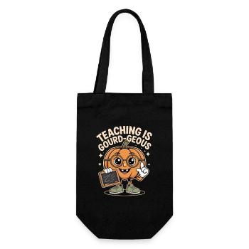 Autumn Teacher Saying Teaching Is Gourd Geous - Gift Bag for Bottles - black - Front