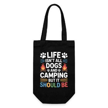 Camping Saying Dogs Funny Camping Gift - Gift Bag for Bottles - black - Front