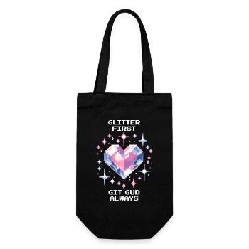Glitzer zuerst, Skill sowieso | Girly Edge, Gaming - Geschenkbeutel für Flaschen - Schwarz - Vorne