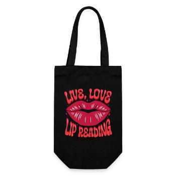Deaf Deaf Hearing Impairment Lip Reading - Gift Bag for Bottles - black - Front