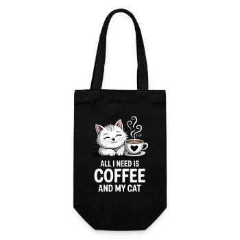 All I Need Is Coffee and Cat - Geschenkbeutel für Flaschen - Schwarz - Vorne