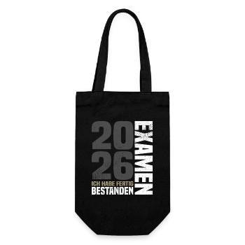 Examen Bestanden 2026 - Ich Habe Fertig - Geschenkbeutel für Flaschen - Schwarz - Vorne