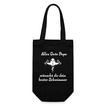Alles Gute Papa wünscht dir dein bester Schwimmer - Geschenkbeutel für Flaschen - Schwarz - Vorne