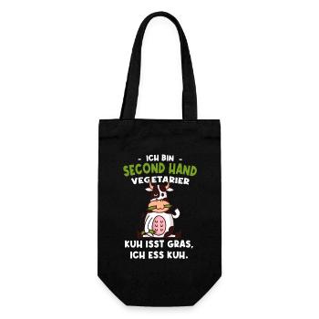 Vegetarier Kuh Isst Gras Ich Ess Kuh - Geschenkbeutel für Flaschen - Schwarz - Vorne