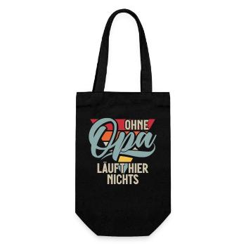 Ohne Opa Läuft Hier Nichts Retro - Geschenkbeutel für Flaschen - Schwarz - Vorne