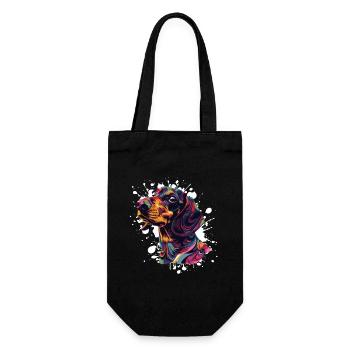 Colorful Dog Head Splatter Art - Gift Bag for Bottles - black - Front