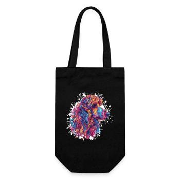 Colored Poodle Head Artwork - Gift Bag for Bottles - black - Front