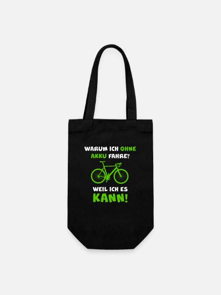 Gravel Bike Rennrad OHNE MOTOR Spruch Anti E-Bike - Geschenkbeutel für Flaschen - Schwarz