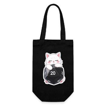 Sleeping Cat Hugging W20 Cube – Cartoon - Gift Bag for Bottles - black - Front