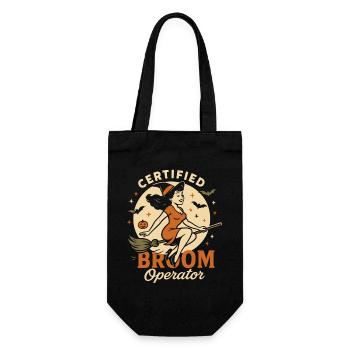 Zertifizierter Besenführer Hexe Halloween Kostüm - Geschenkbeutel für Flaschen - Schwarz - Vorne
