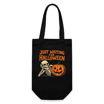 Wartet nur auf Halloween Skelett Kürbis Spaß - Geschenkbeutel für Flaschen - Schwarz - Vorne