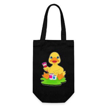 Ente Maler Pinsel Malen - Geschenkbeutel für Flaschen - Schwarz - Vorne